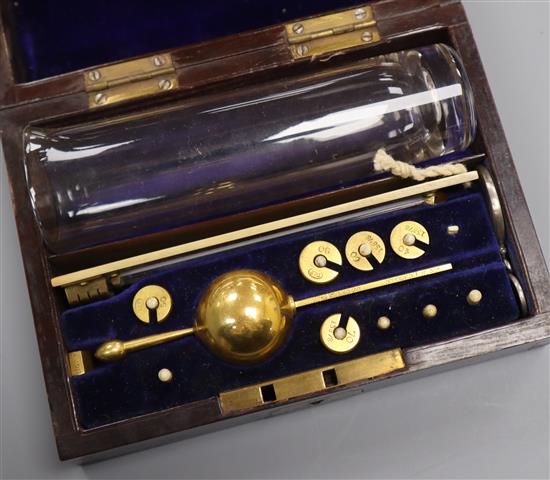 A rosewood cased Sikes hydrometer